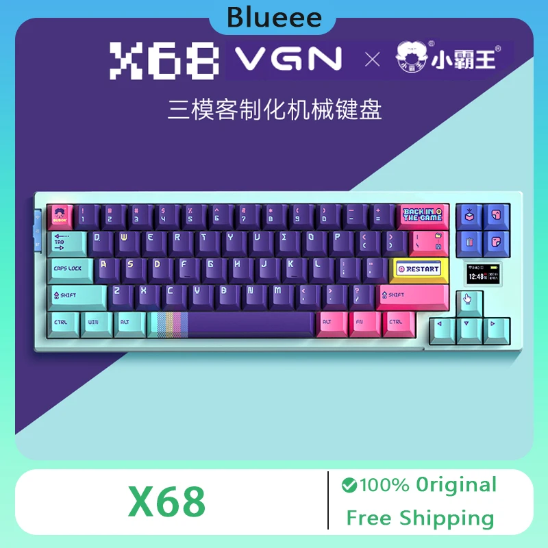 teclado mecanico sem fio bluetooth mode rgb hot swap personalizado jogos escritorio pc acessorios presente do menino vgn x68 01