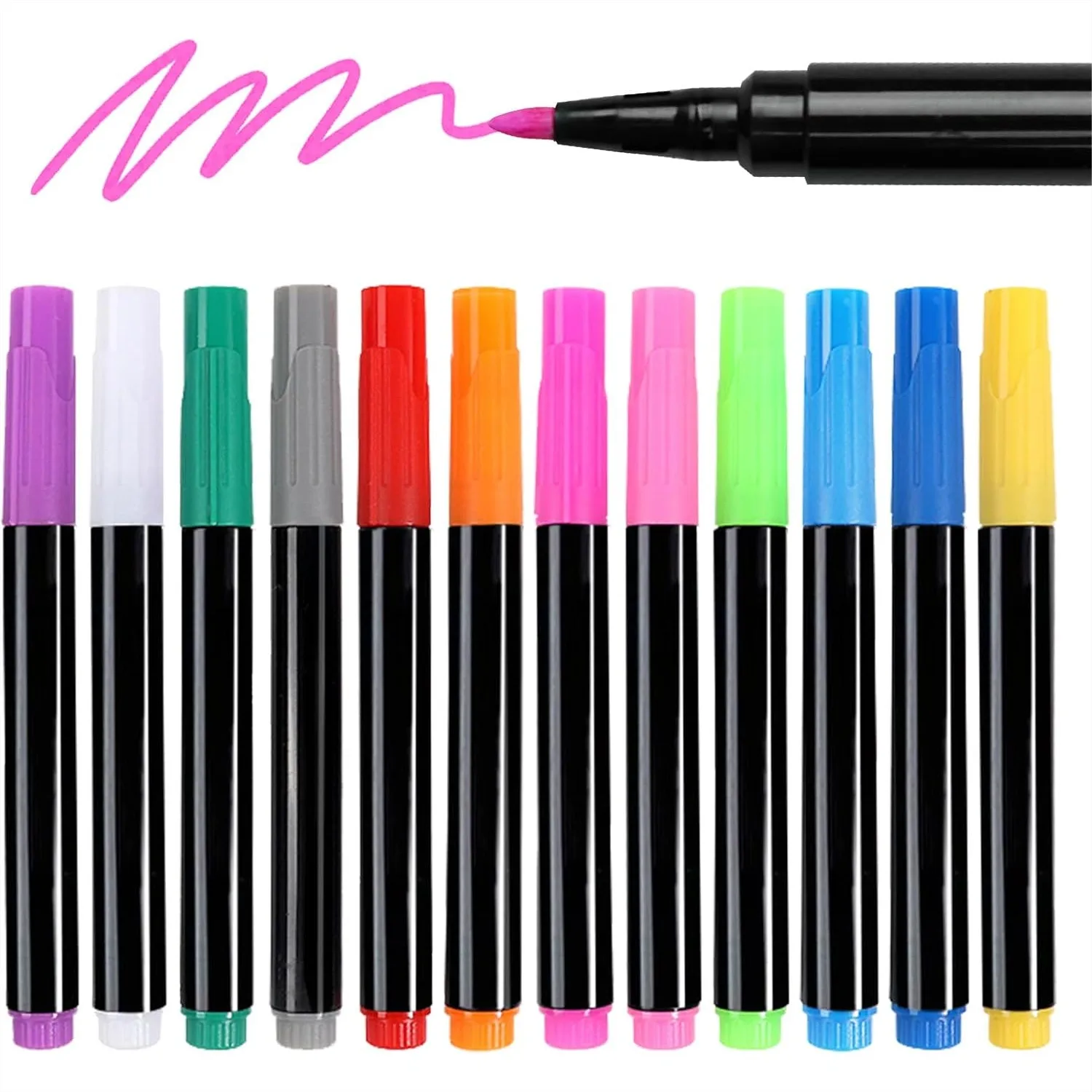 

12-Color Neon Liquid Markers for LED Note Board, Compatible with Light Up Drawing Board, Windows, Blackboard, Glass, Erasable