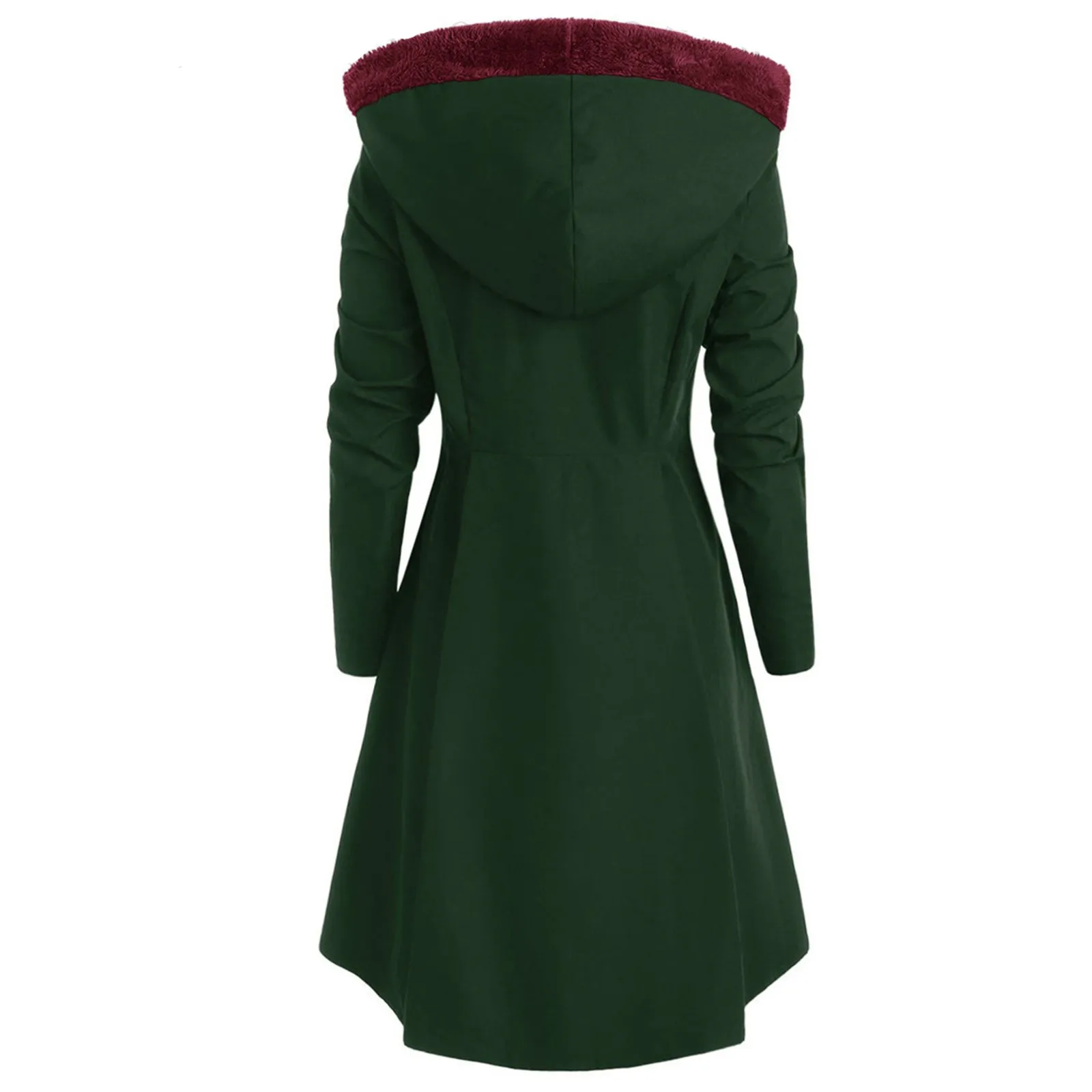 Women\'s Plus Size Coat Long Sleeve Hooded Collar Single-breasted Asymmetrical Skirt Coat Elegant Autumn Winter Vintage Overcoat