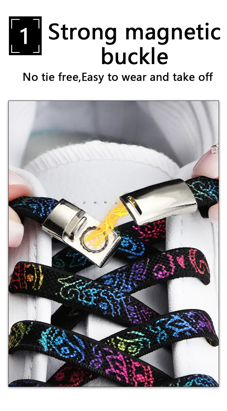Keine Schnürsenkel mit Magnetverschluss, elastische Schuhbänder für Sneaker, für Männer und Frauen, Freizeitschuhe, flache Gummibänder. – Detail 4