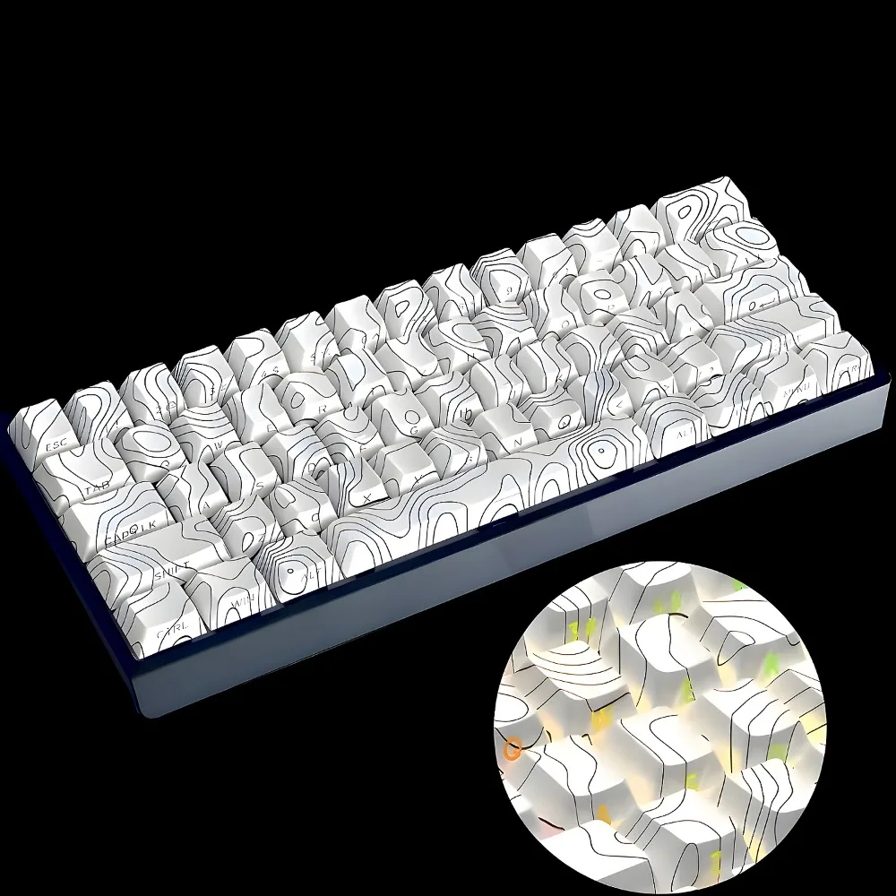 

Contour Theme, Keyboard Keycap Set PBT Cherry 136 Keys, Black & White, Keycaps for 21/61/87/104/108 Mechanical Keyboards