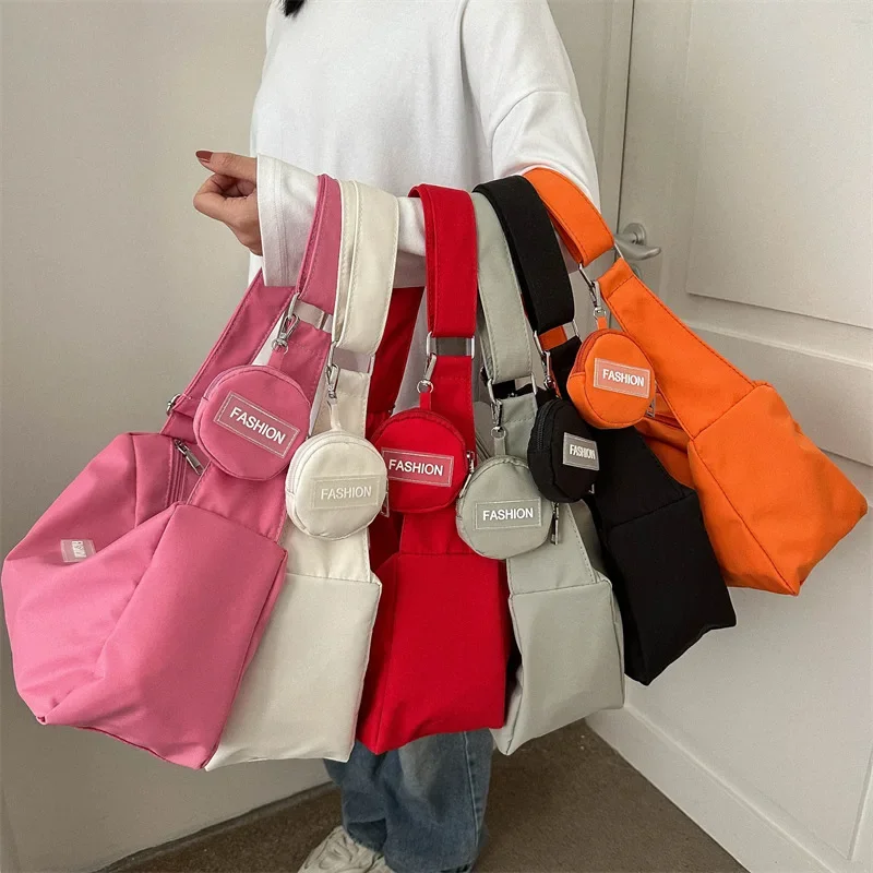 INS Simple Campus Canvas Bag 2023 Spring New High Capacity Bag Women\'s Bag Fashion Girl Single Shoulder Crossbody Bags for Women