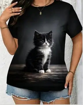 Women Adorable Hedgehog Print T‑Shirt Dark Purple Gradient Wooden Board Scene Crew Neck Short‑Sleeve Casual Tops