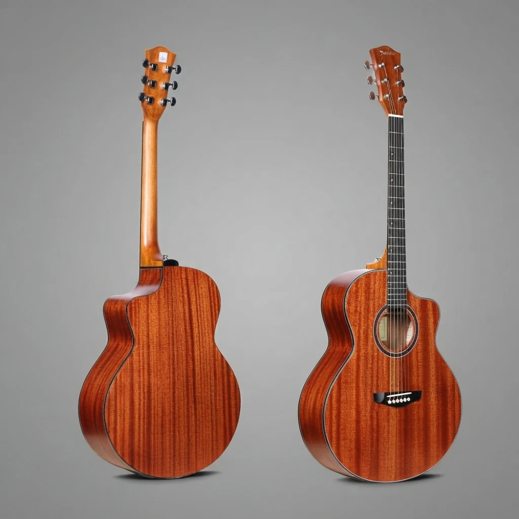 Acoustic Guitar 6 String Cutaway Glossy Brown Body With Chrome Tuners White Bridge Pins Slim Neck High Quality New Hot Sale