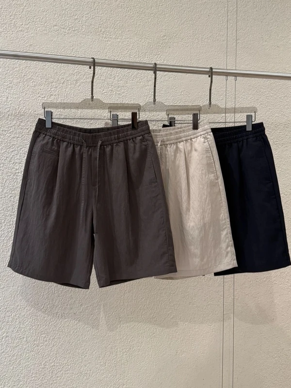 

Ultra-Thin Breathable Ice-Cool Summer ort Pants Elastic Waist Pure Color Casual Five-Point Pants American Leisure Sle