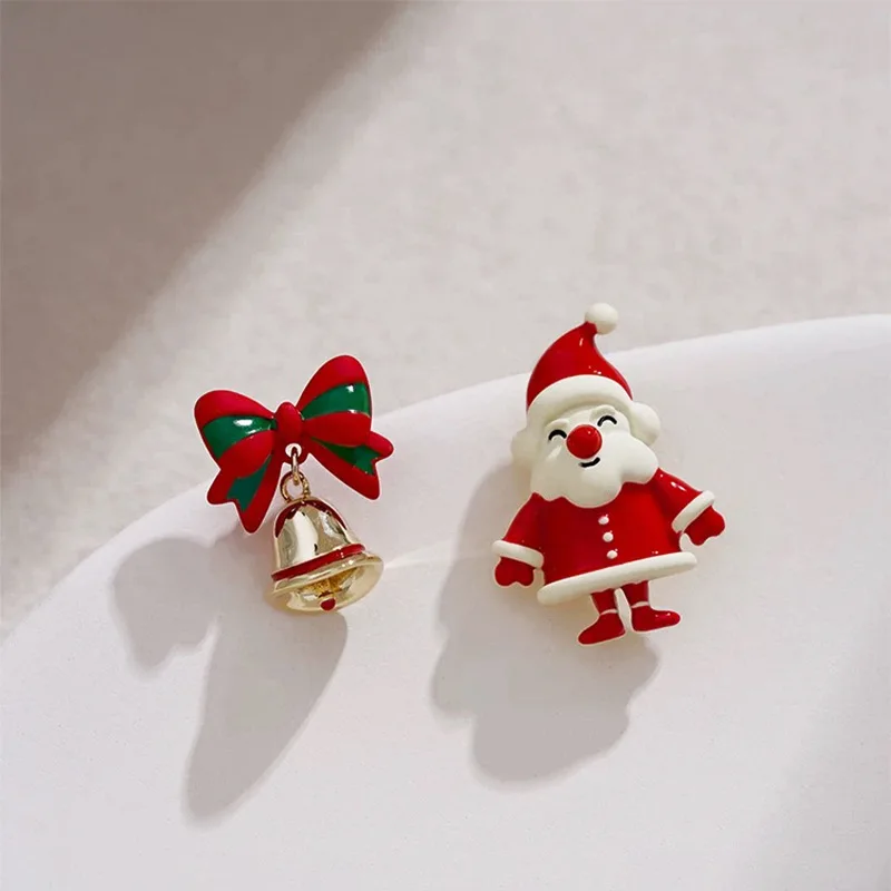 

1Pair Personalized Asymmetrical Christmas Earrings Snowman Bell Model Dangle Earrings Women's Fashion Party Jewelry Accessories