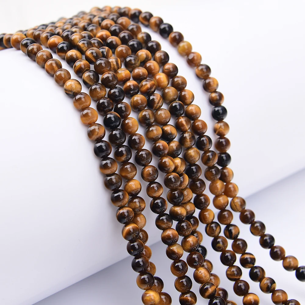 APDGG 2 Strands 6mm Natural Yellow Tiger Eye Smooth Round Loose Beads Strands 15