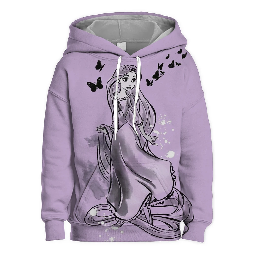 Ropa de bebé de Disney, Sudadera con capucha de princesa sirena Ariel, Tops de cumpleaños para niñas hermosas, sudadera de manga larga de otoño para niños