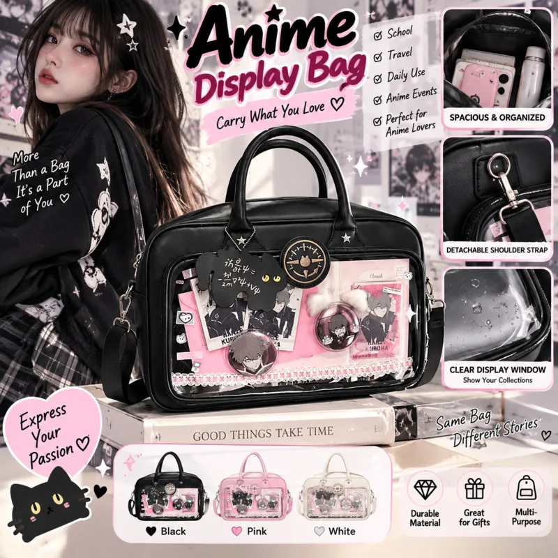 Print Y2K ItaBag Women Handbag White Transparent Display Shoulder Large Capacity Crossbody Bag For Badge Collection Cosplay Gift