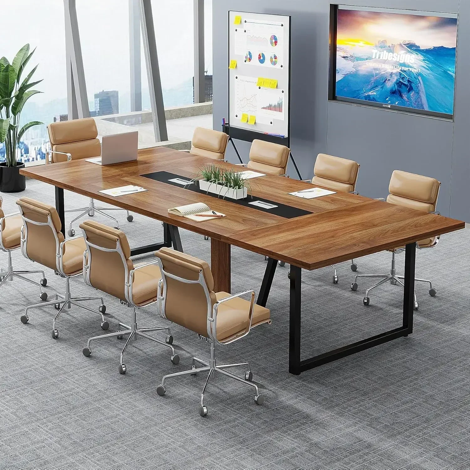 

Bestseller8FT Conference Table, 94.49 L x 47.24 W x 29.53 H Inches Large Meeting Table/Podcast Table for 10 People