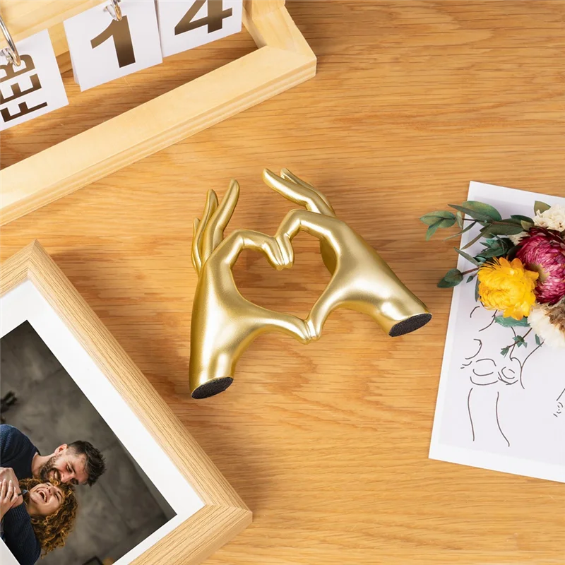 

B08B-Gold Heart Hands Sculpture,Wall Gold Decor Living Room,Table Statue Accent,Bedroom Accessories Teen Girl Gift Girlfriend