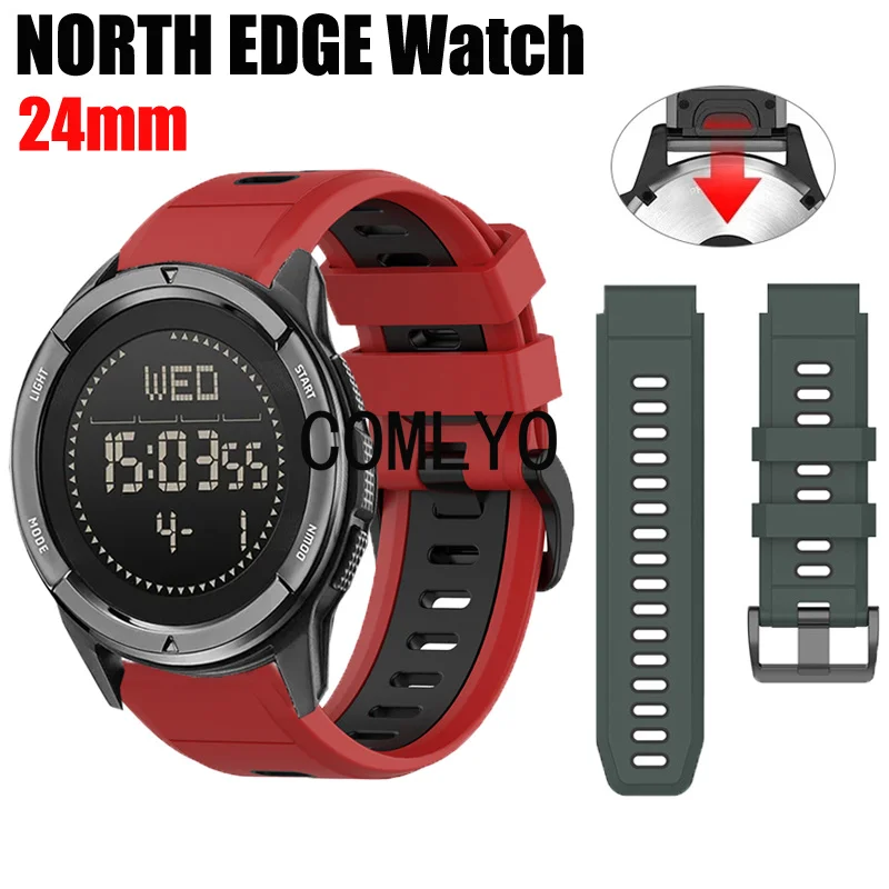 For NORTH EDGE ALPS APACHE 3 50MM EVOQUE 2 Strap Quick Release Women Men Watch Band Silicone Soft Bands Outdoor Belt