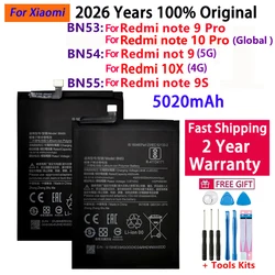 100% оригинальный запасной аккумулятор BN53 BN54 BN55 5020 мАч для Xiaomi Redmi note 9 10 Pro 9S Redmi 10X 4G Bateria, аккумуляторы для телефонов