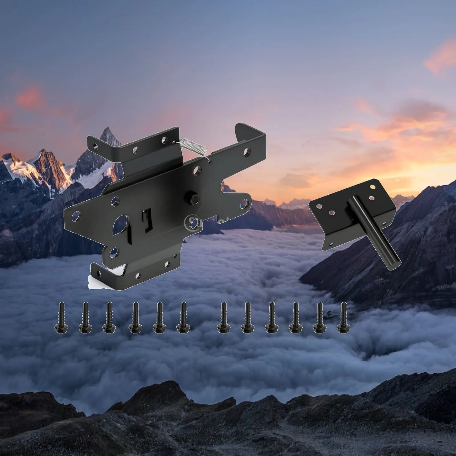 Fence Gate Latch Powder Coated Self-Locking Gate Latch Hardware Rust-Resistant Sturdy for Wood Fences, Gardens