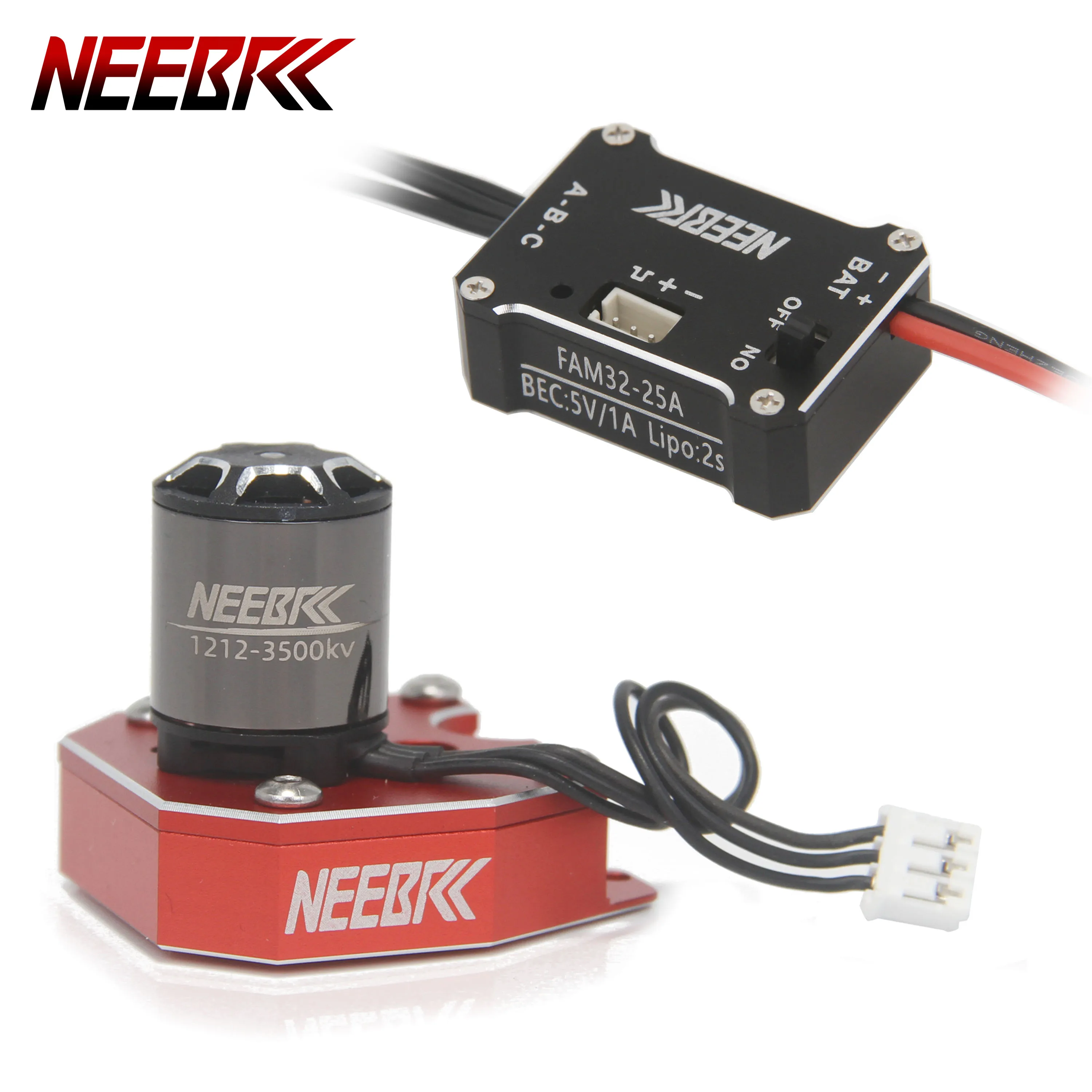

NEEBRC 1212 3500KV Outrunner Brushless Motor 24T Gear 25A Metal ESC Adapter for 1/24 SCX24 RC Crawler Drift Car Truck Upgrade