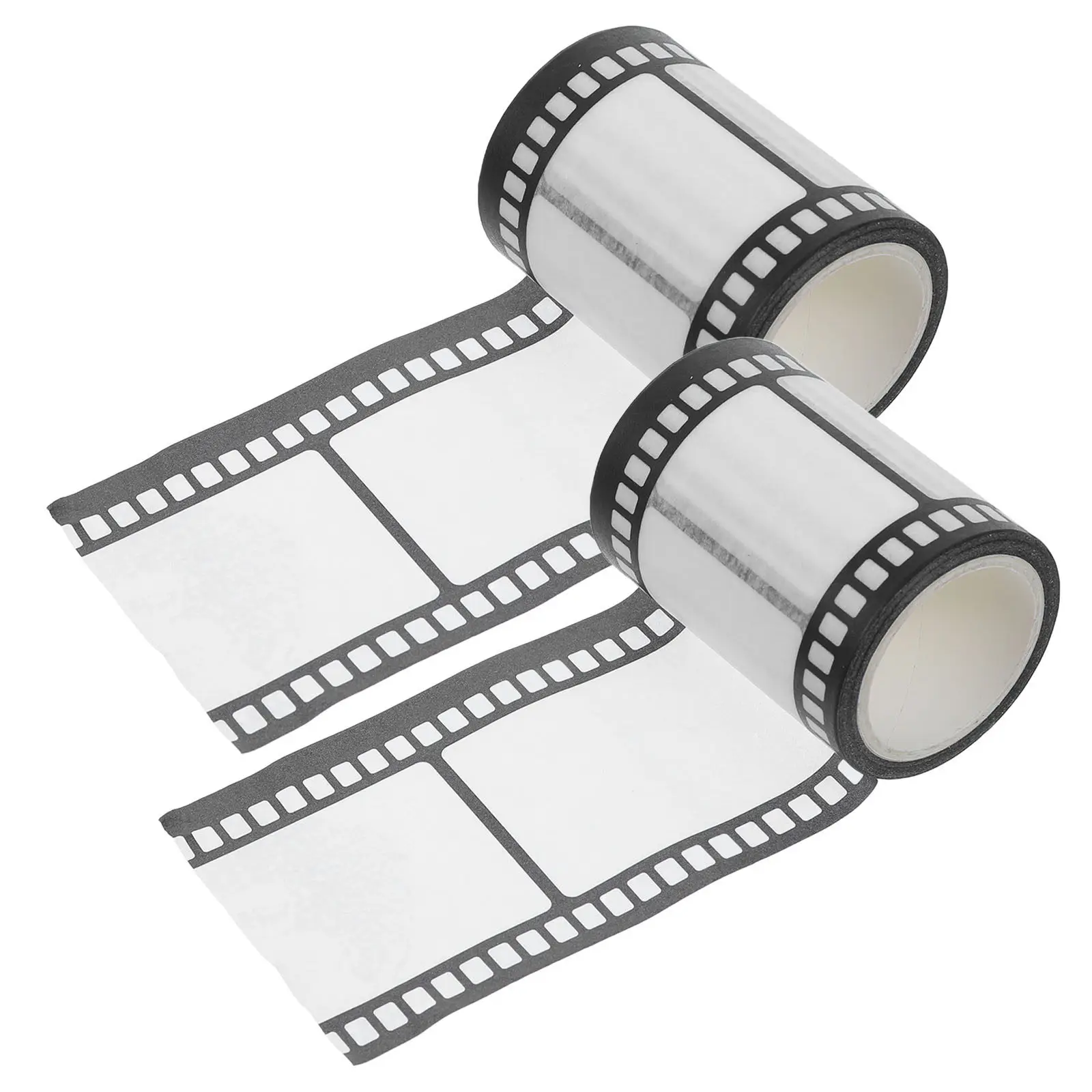 2Pcs Vintage Movie Film Roll Tape 2 Inch X 16Ft Adhesive Scrapbook Border Tape Filmstrip Sticker for Photo Frame Decor Movie