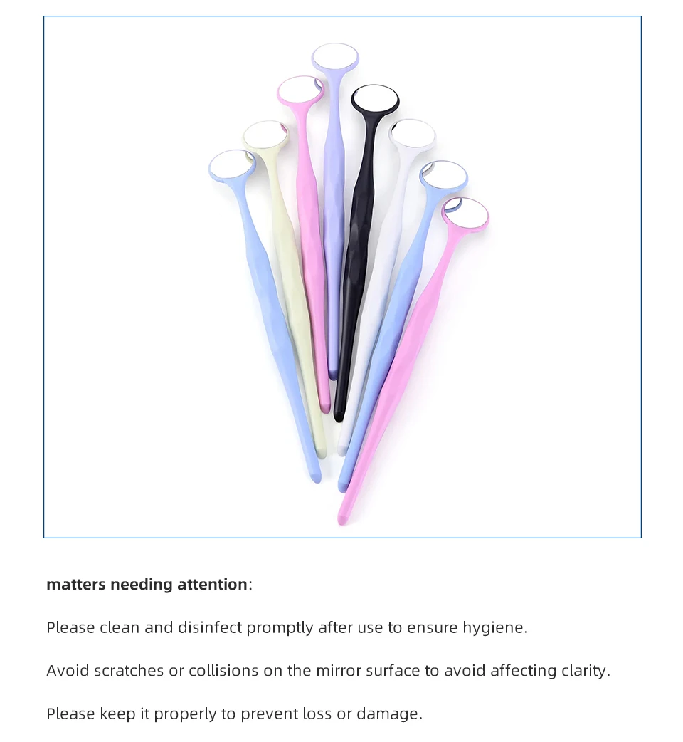 10 teile/schachtel Dental Doppelseitige Mund Spiegel Autoklavierbar Oberfläche Prüfung Reflektoren Mit Griff Zufällige Farben Oral Zahn Bleaching – Detail 10
