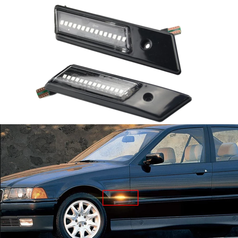 

2pcs Car LED Side Marker Lights For BMW E36 3-Series 318i 325i 328i M3 E34 5-Series X5 E53 63132492179 63132492180 63137164491