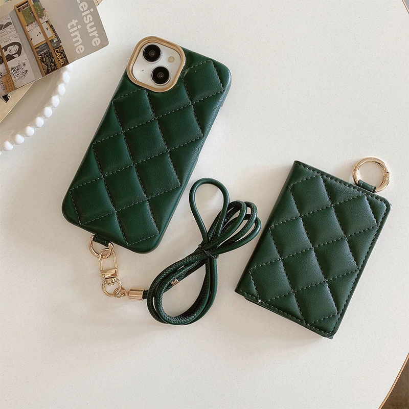 Leather Phone Case CardHolder Crossbody Lanyard for iPhone16 15 14 13 12 11 ProMax 16Plus Anti-fall Protective Case