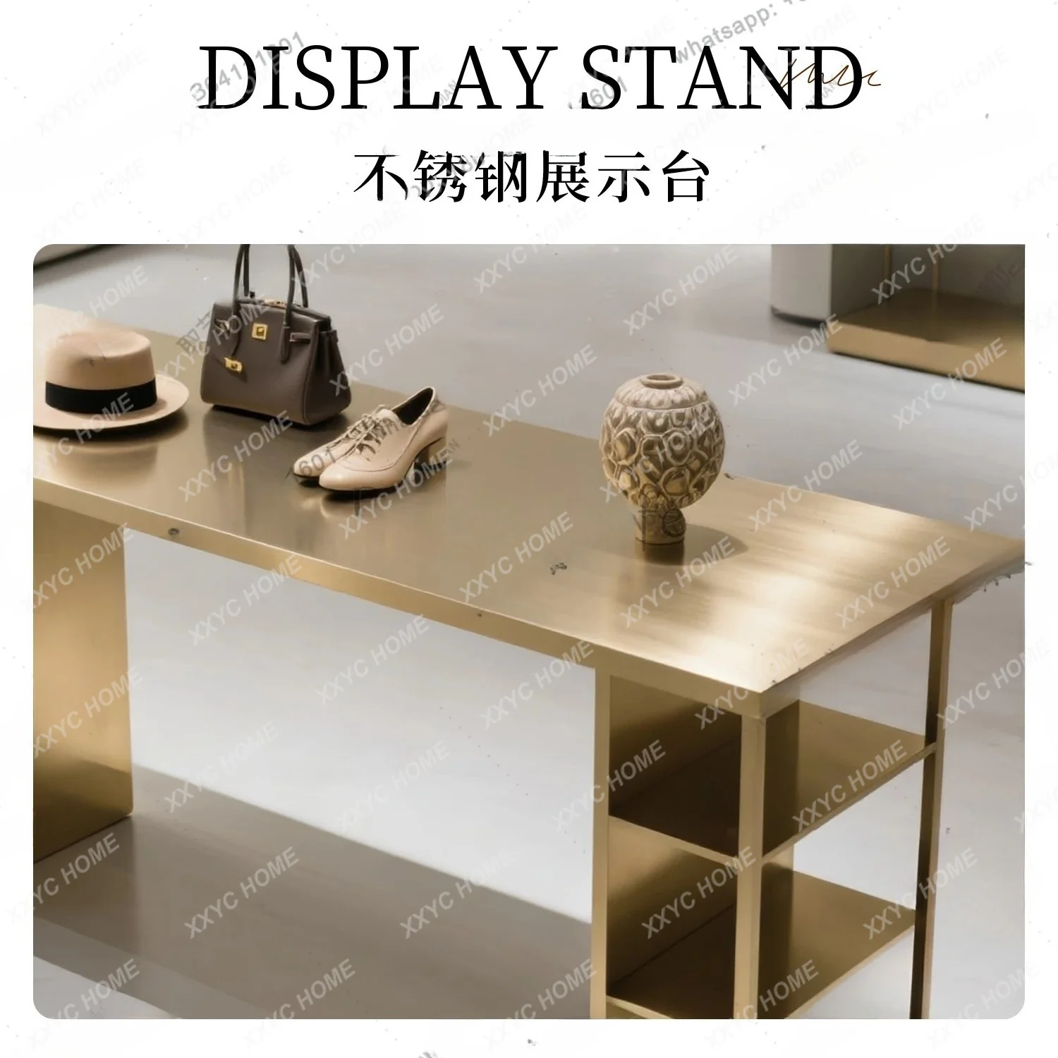 Clothing Store Nakajima Table Light Luxury Gold Stainless Steel Product Display Table Rectangular Water Table Exhibition Hall