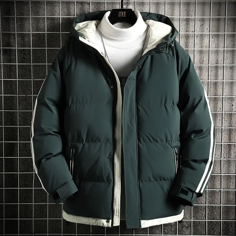 2023 New Men's Cotton Coat Thickened Warm Hooded Jacket Casual Youth Winter Cotton-padded Parkas Jacket Hooded