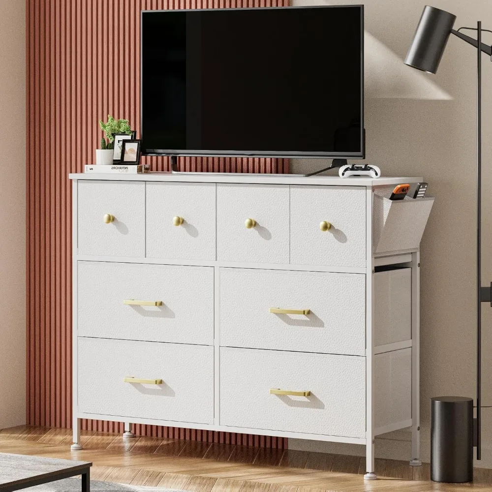 Bedroom with 8 Drawers, Wide Fabric Dresser for Storage and Organization, Bedroom Dresser, Chest of Drawers for Living Room