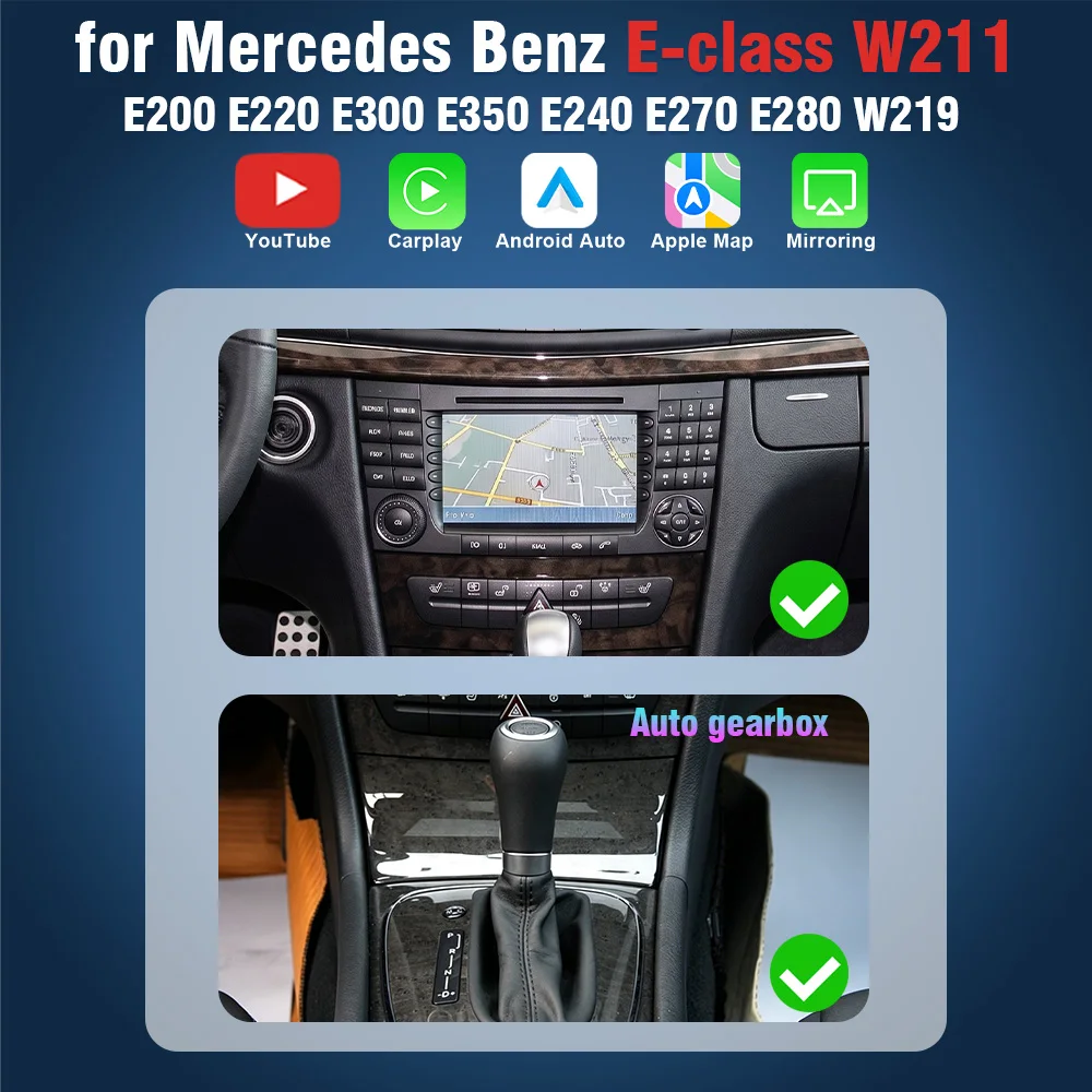 AUTOTOP 7 inch YouTube Carplay Scherm Radio voor Mercedes Benz E-klasse W211 E200 E220 E300 E350 E240 E270 E280 W219 Android Auto Cam
