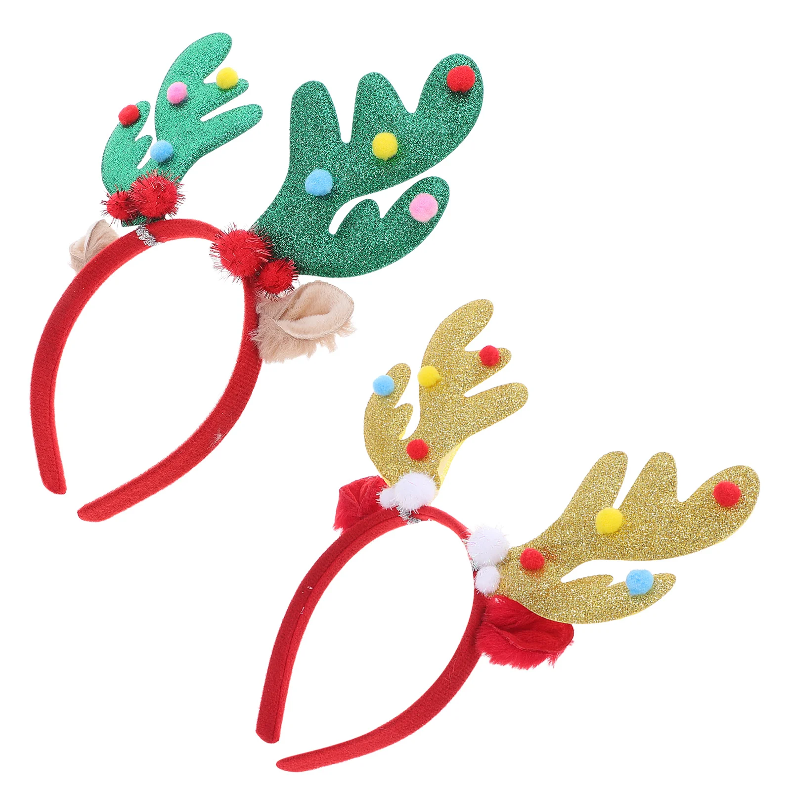 

2Pcs Christmas Deer Antlers Headband Adjustable Reindeer Horn Headband for Holiday Party Kids Girls Costume Antler Headpiece