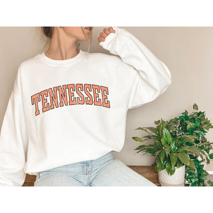 Casual sweatshirt met ronde hals Lente en herfst Lange mouwen Engelse bedrukte losse top met ronde hals, vol persoonlijkheid