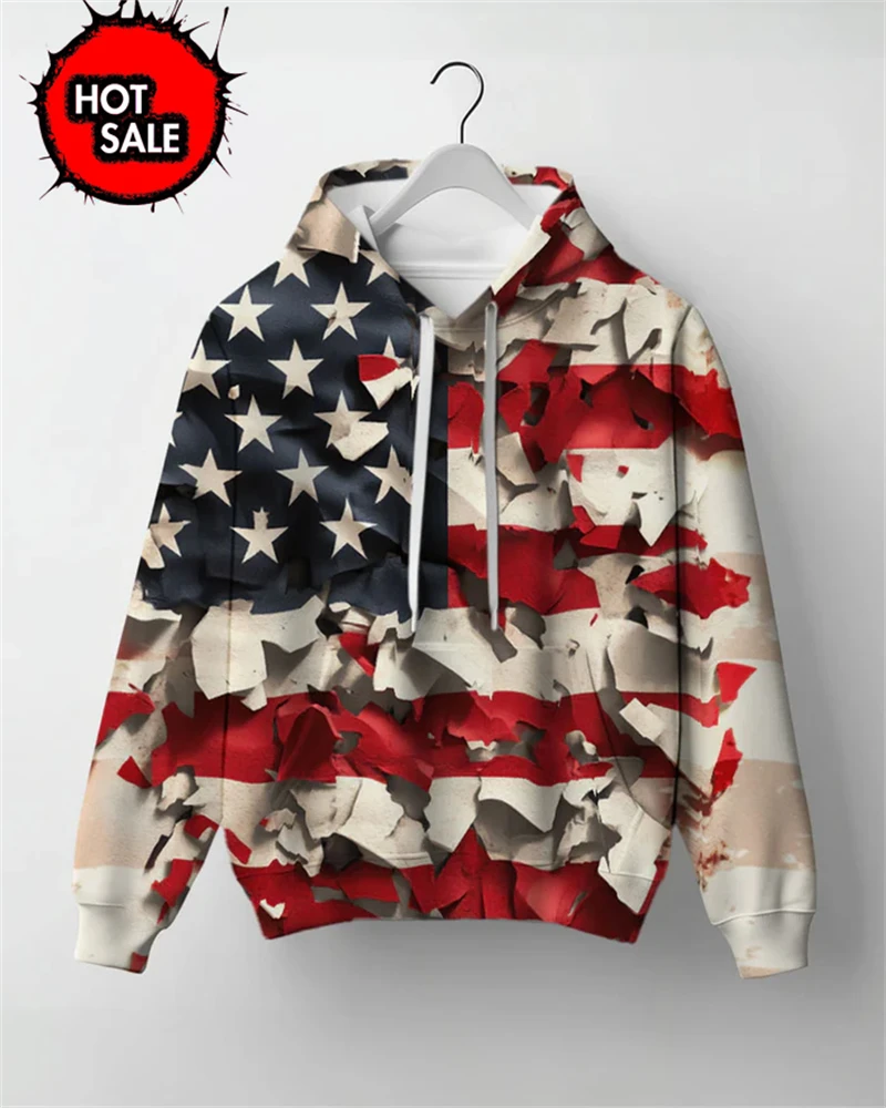 Fashion Cool Men's Hoodie 3D Printed Hoodies Trend American Flag Eagle Men Sportswear Kids Casual Unisex Pullovers Hoody Clothes