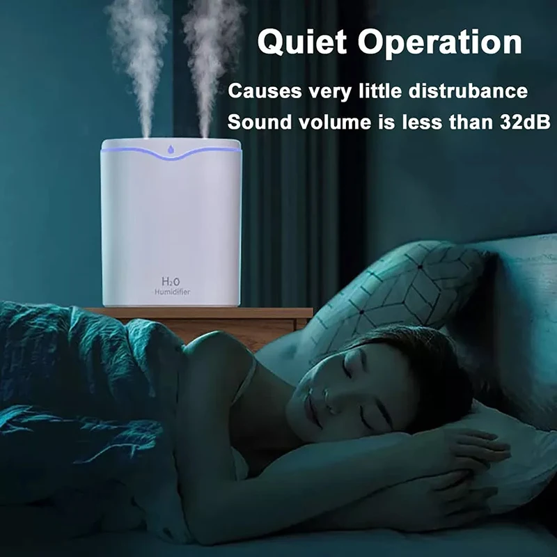 USB Air Humidifier Double Spray Port Essential Oil Aromatherapy Diffuser 2000ML Cool Mist Maker Fogger LED Light For Home Office