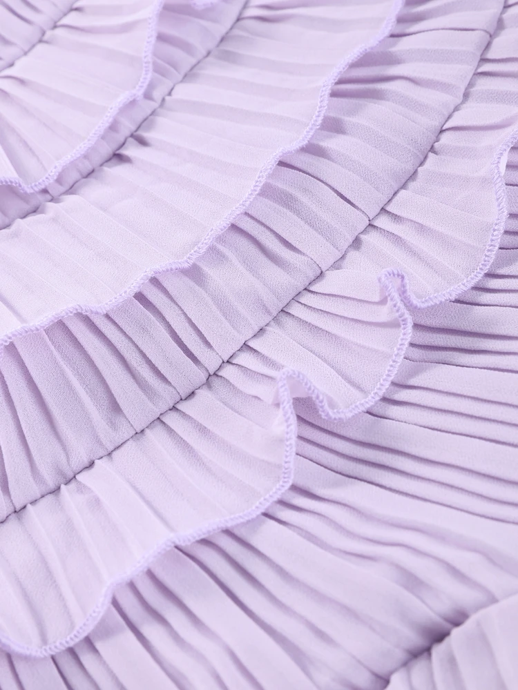 الصلبة الطبقات كشكش الرسن فساتين عارية الذراعين أكمام المرأة سليم صالح عالية الخصر المرقعة ماكسي رداء الصيف حزب ثوب مسائي