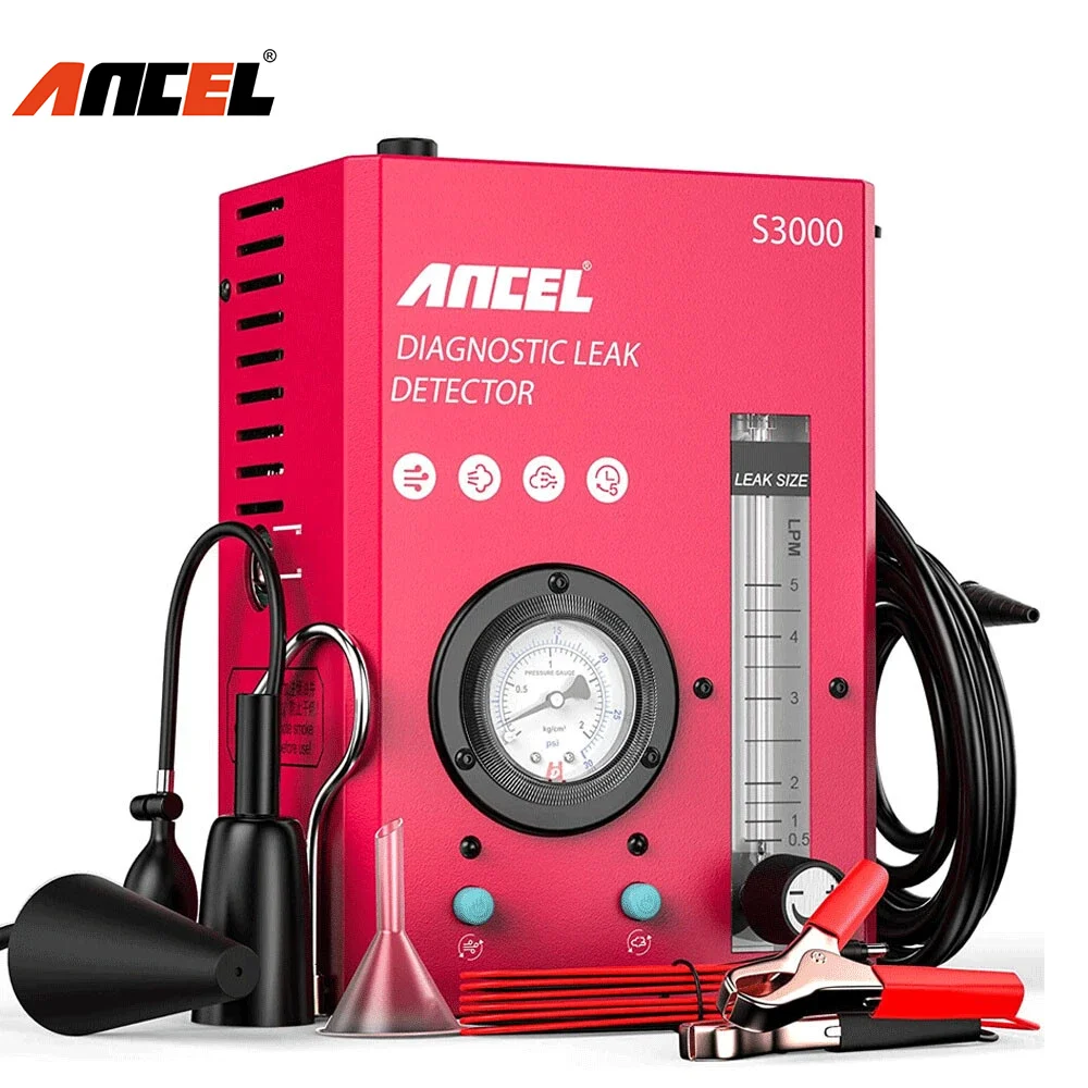 Fuel Pump Pressure Vacuum Tester Gauge - ANCEL S3000 EVAP Smoke Machine Builtin