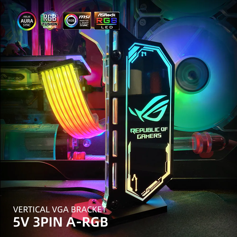 Verticale Gpu Ondersteuning Aanpassen Kleurrijke Vga Beugel Video Card Stand Gpu Houder 12V/5V Aura Sync Watercooler pc Mod Rgb Verlichting