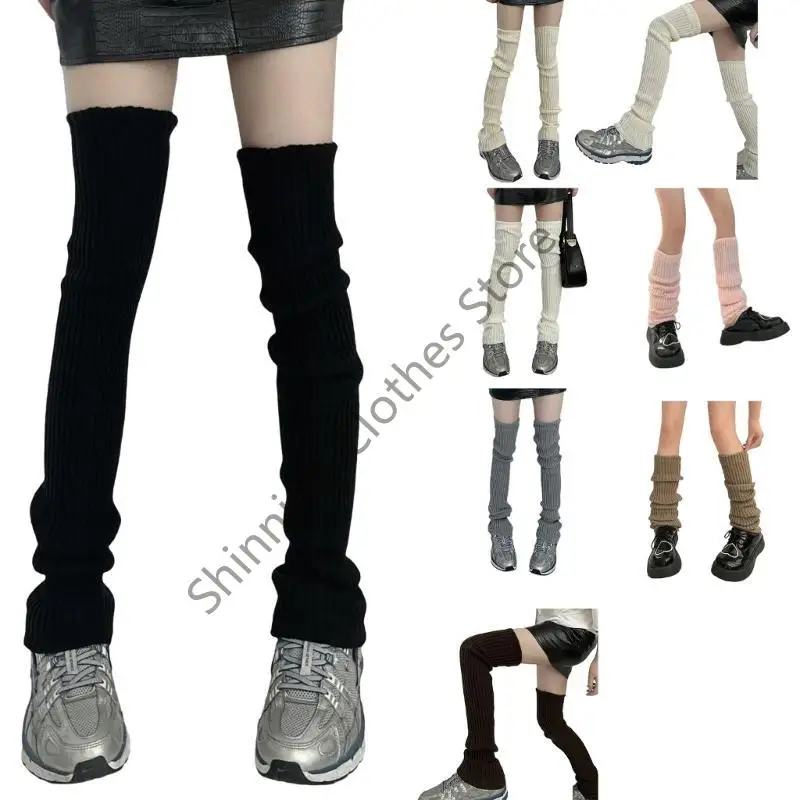 

M68A Women Fashion Leg Warmers Knitted Long Leg Socks Warm Students Girls Boot Socks