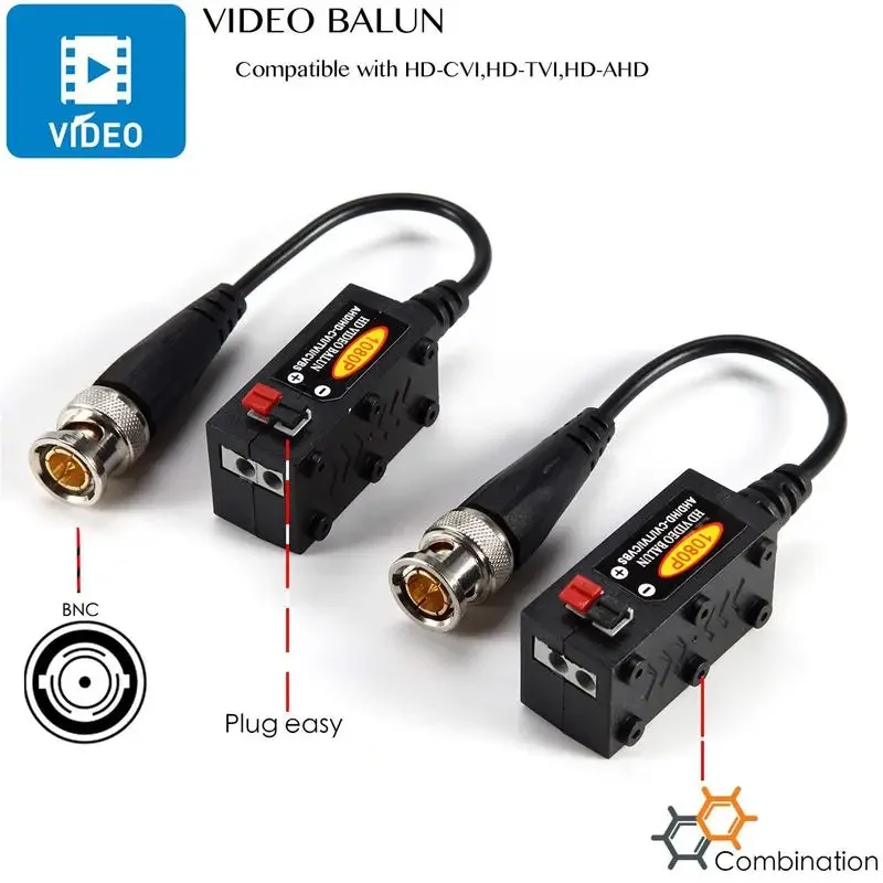 Imagem -03 - Anpwoo-transmissor Balun de Vídeo hd Passivo 1080p Ahd Hd-cvi Tvi Cvbs Pares Utp até 350m600m