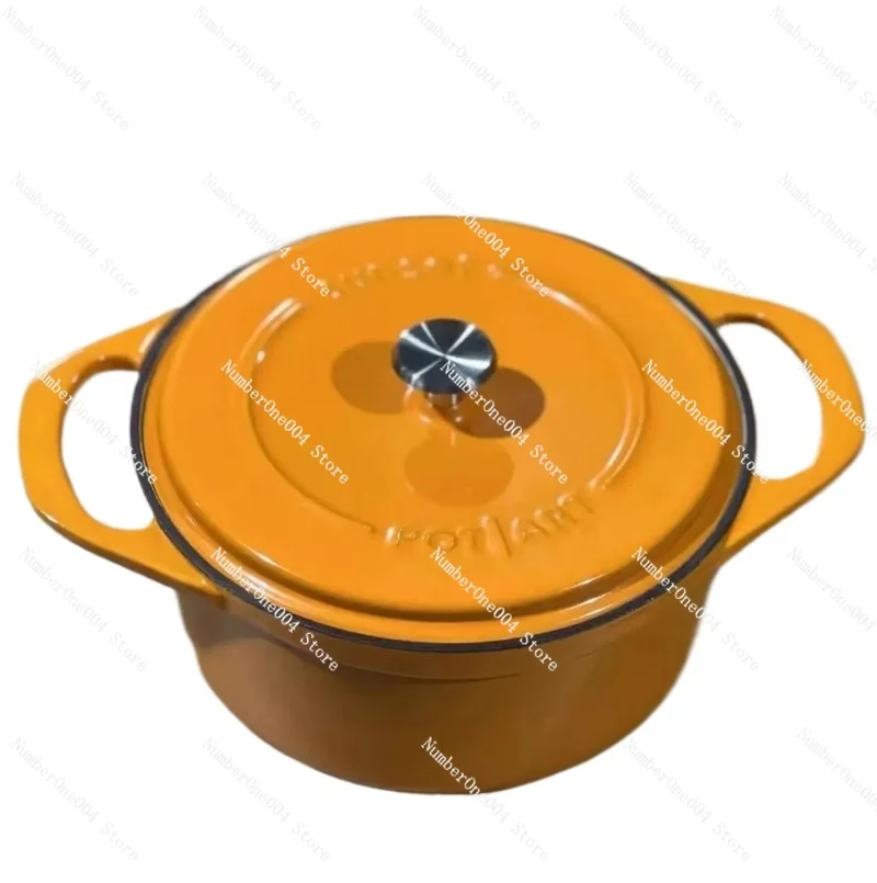 Cast Iron Enamel Enamel Pot Stew Pot Seafood Pot Non-stick Frying Pan Flat Bottom Casserole Multifunctional Color Box Bag