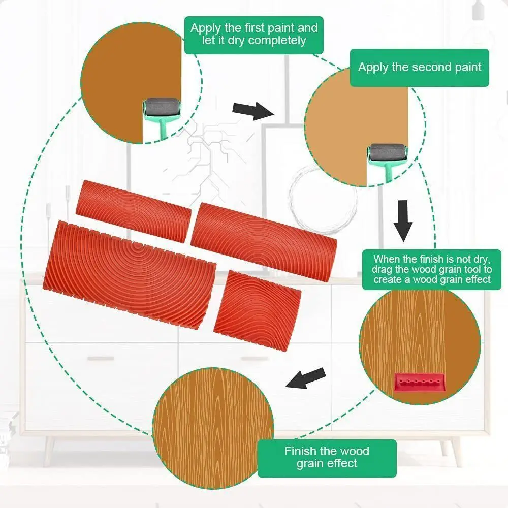 Art Embossing Imitation Wood Graining Brushing Painting Tools Wall Painting Home Decoration Roller Brush Wood Graining Tool