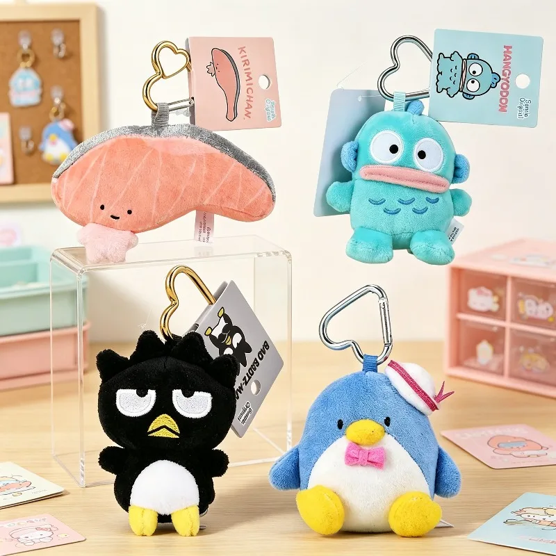 -Kawaii Sanrios Gudetama Sam Gudetama Ahiru no Pekkle Plush Doll Keychain Hangyodon keyring My Melody Stuffed Backpack Pendant- view 5