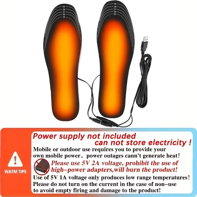 Plantillas de zapatos calentadas por USB, almohadilla eléctrica para calentar los pies, calentador de pies, alfombrilla para calcetines, plantilla calefactora para deportes al aire libre de invierno, cálida para invierno