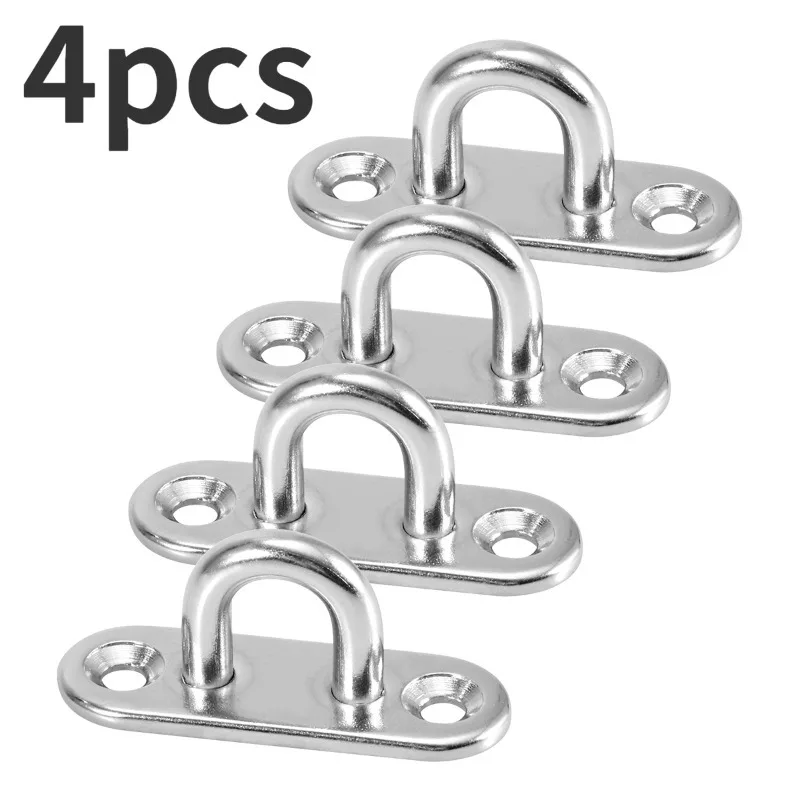 4Pcs U-Hook - Heavy Duty, Corrosion Resistant Eye Plate for Ships, Awnings and Wall Accessories, Steel Wall Hook