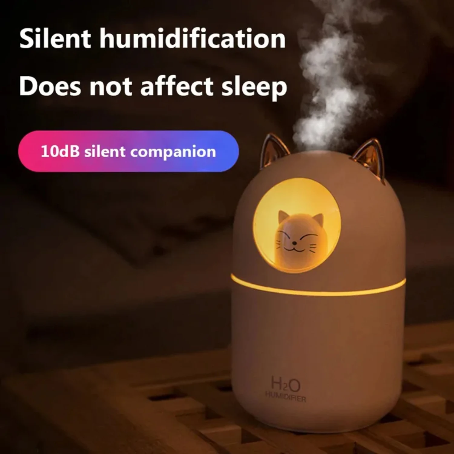 New Efficient and Delightful Cartoon Cat USB Aromatherapy Air Purifier Mist Maker - Transform Your Office with 300ML of Adorable