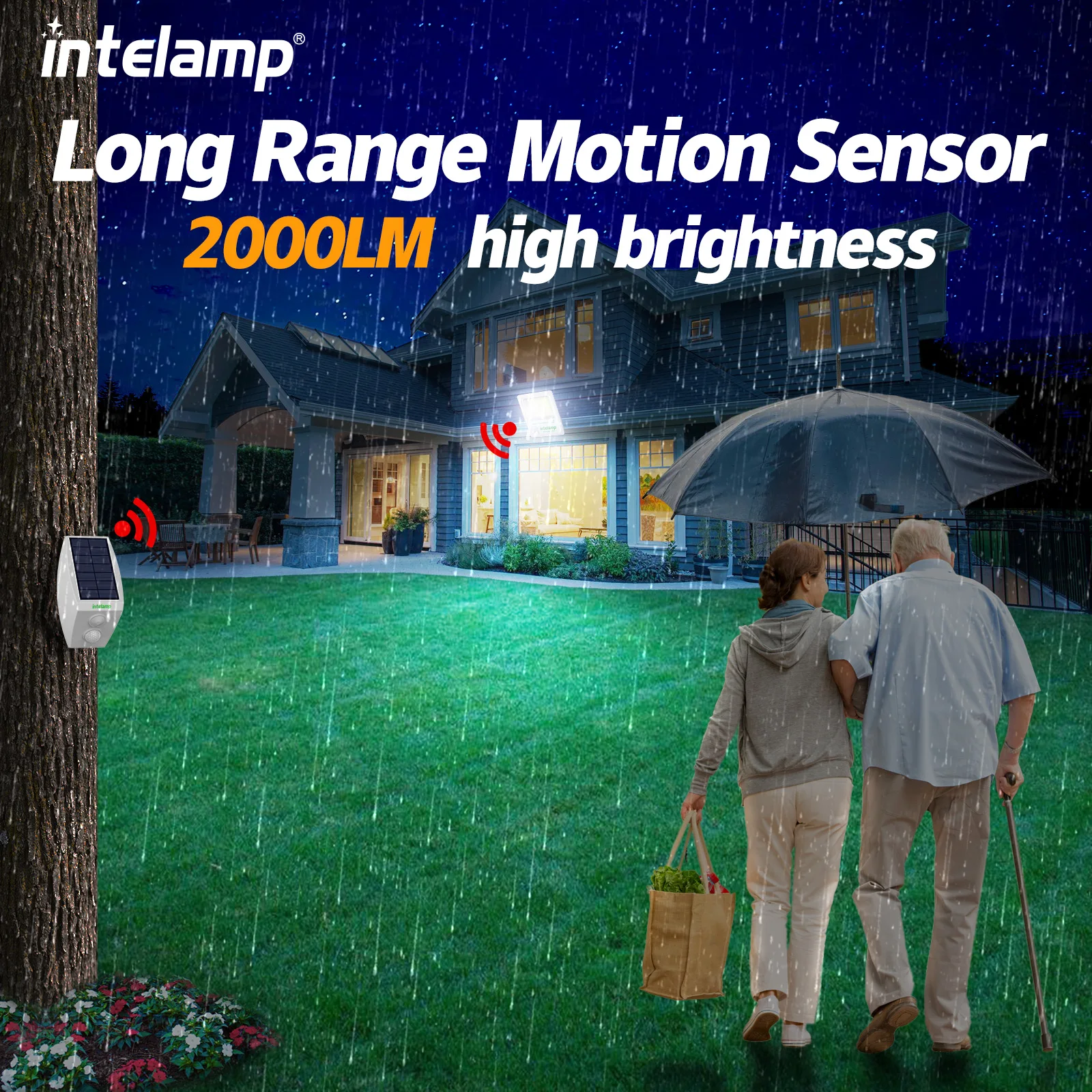 Luz Solar con Sensor de movimiento para exteriores, lámpara de seguridad de inundación con Control remoto, luces de pared alimentadas de anochecer a amanecer, jardín, porche, granja