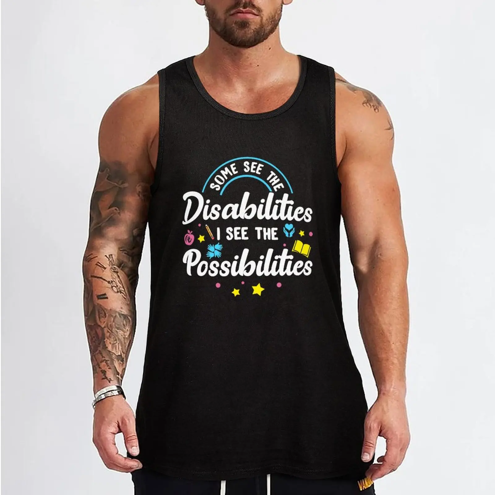 Inspirational Special Ed Teacher Gift - Some See The Disabilities, I See The Possibilities Tank Top Men's singlets