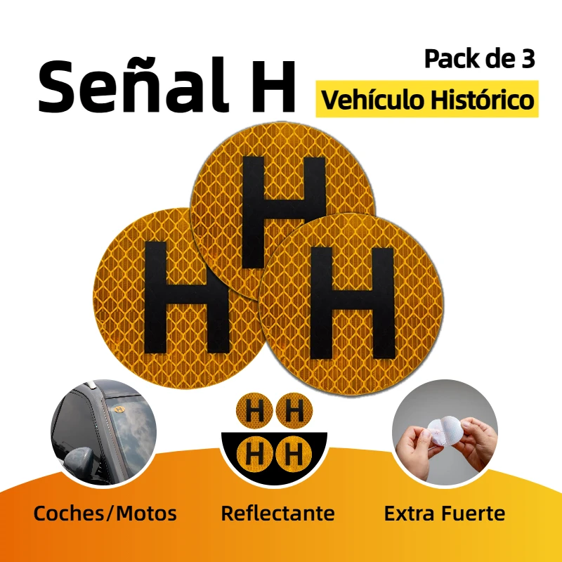 

Pack of 3 H Historical Vehicle Sign 60mm Waterproof Reflective Sticker with Strong Adhesive Car and Motorcycle Official Regulations