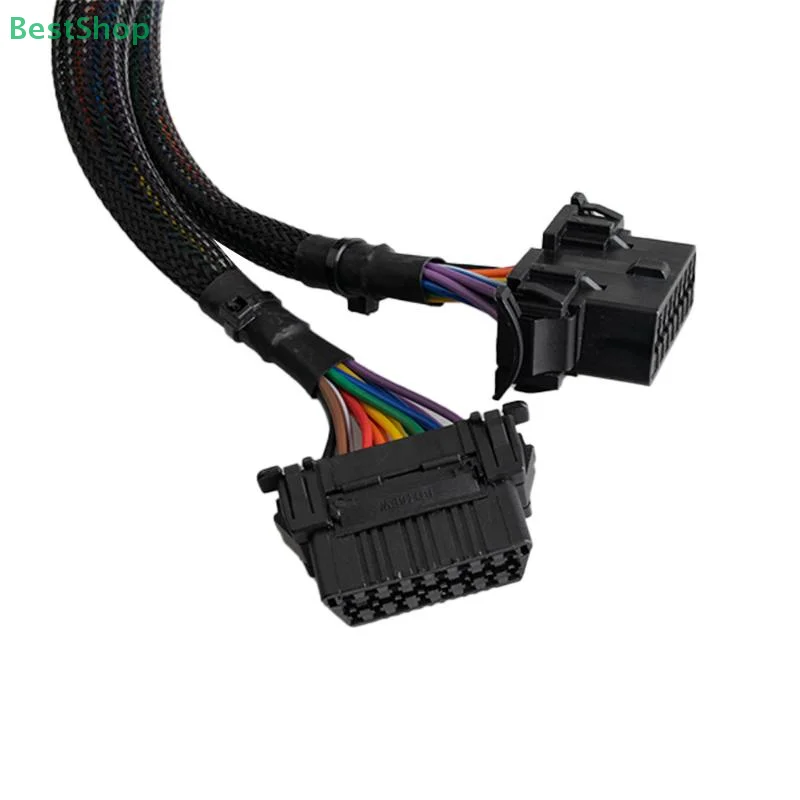 Fotografia 6: ★ ★ ★ Cabo de extensão de cotovelo obd2 macho para fêmea dupla com 16 pinos disponíveis para conectar adaptador extensor convertido 1 em 2