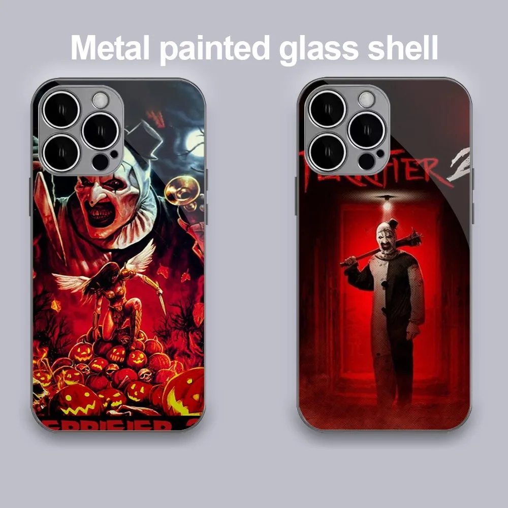 The Movie Terrifier 2  Phone Case  For iPhone 11 12 13 14 Mini Plus Pro Max Metal Painted Glass Fashion Antio-Drop Shell