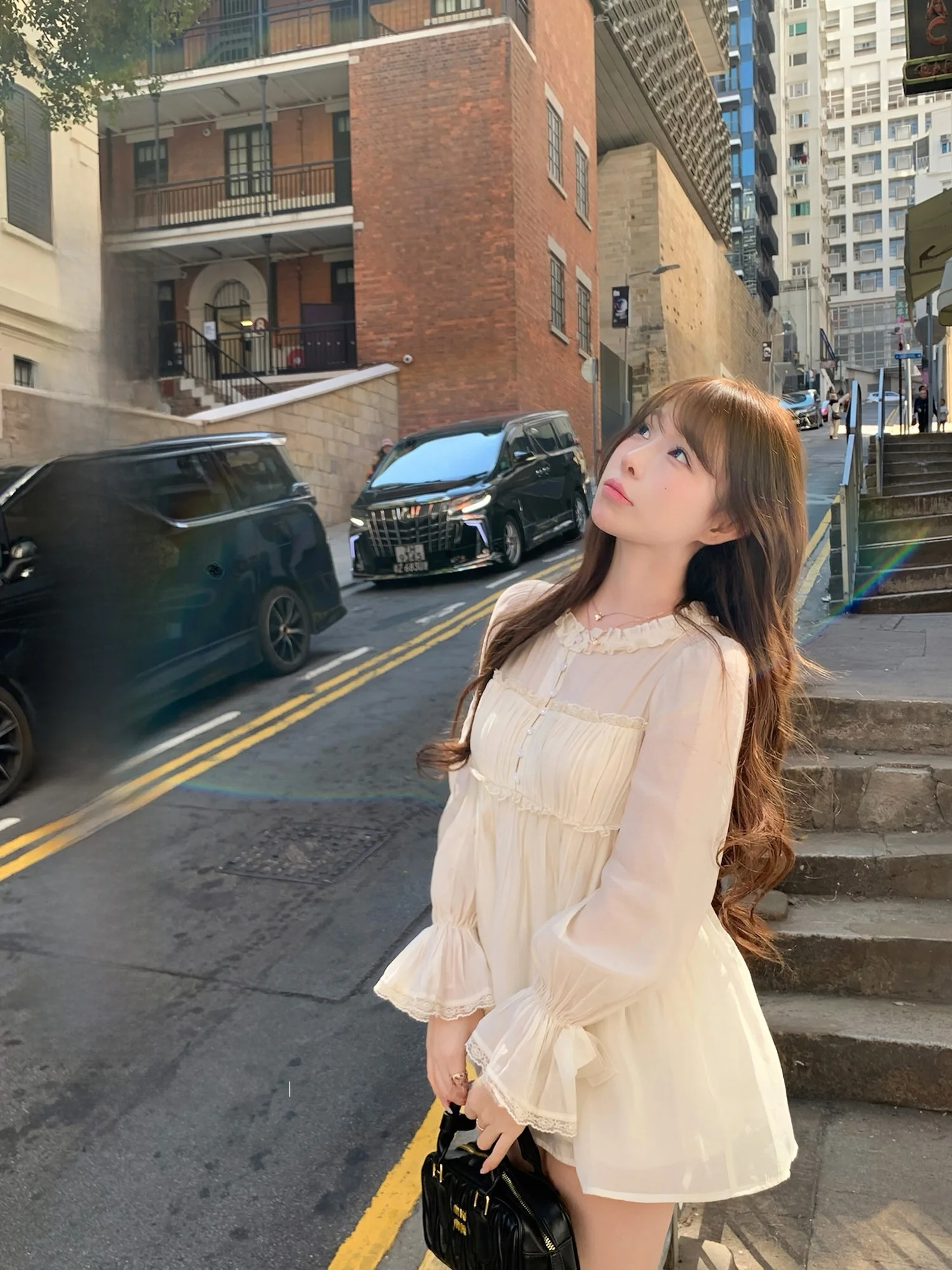 

Женский топ Lukira с кружевными вставками и рукавами-фонариками из ацетата, весна 2026, дышащий, свободного кроя, из полиэстера, с круглым вырезом