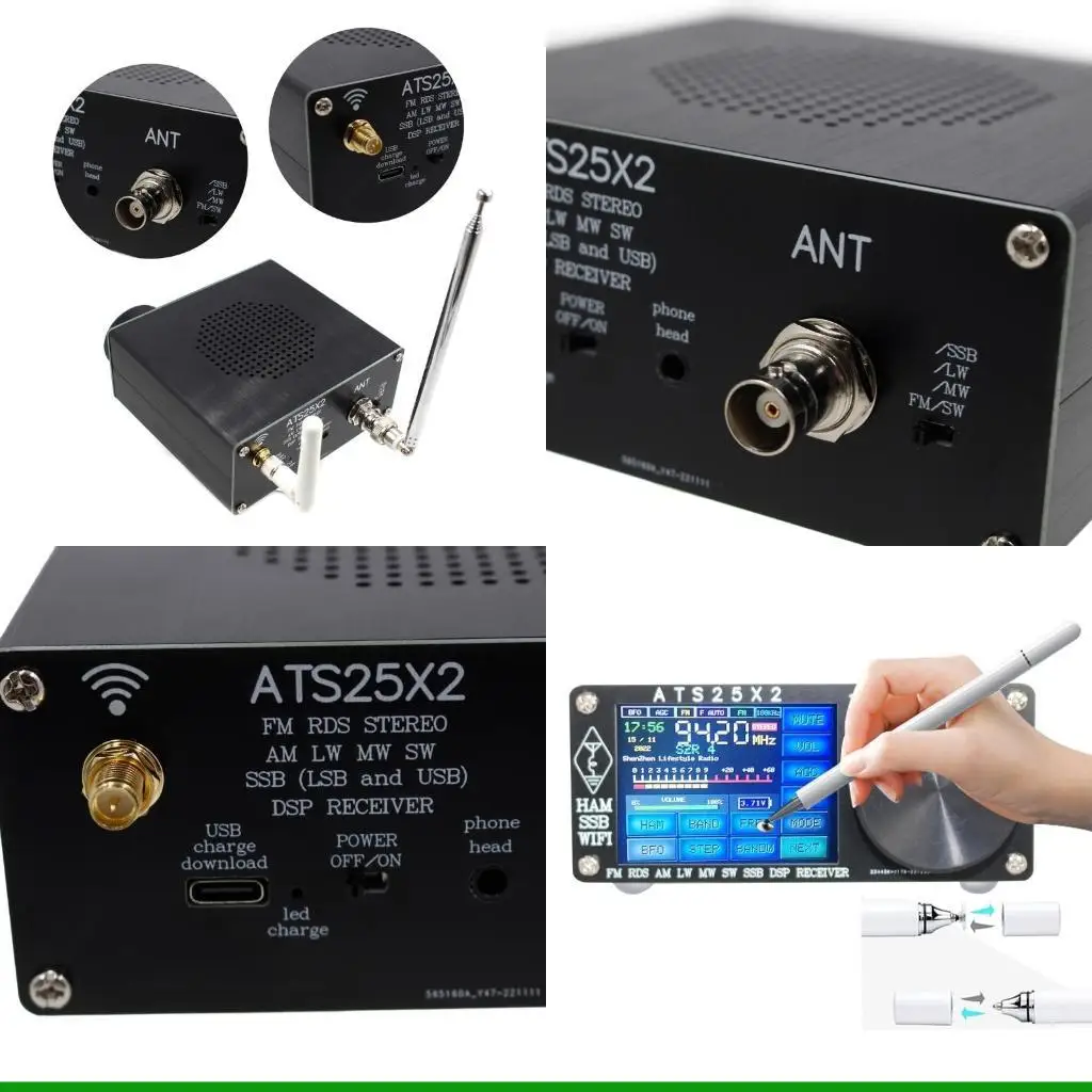 

U55C 2,4-дюймовый сенсорный экран ATS-25X2 FM APP Сетевой WIFI-приемник 108 МГц полнодиапазонный радиоприемник с со спектра