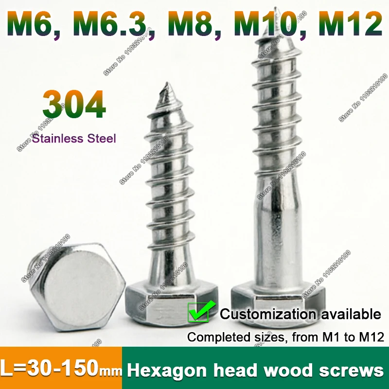 Саморезы-по-дереву-с-шестигранной-головкой-m6-m63-m8-m10-m12-из-нержавеющей-стали-304-самонарезающие-длинные-с-внешним-шестигранником-din571